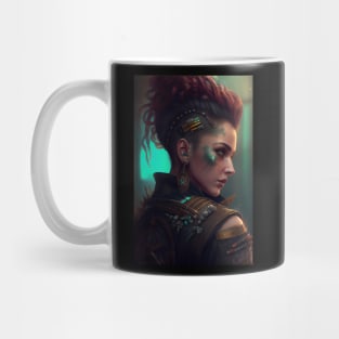 Futuristic Punk Woman Portrait AI Photography Mug